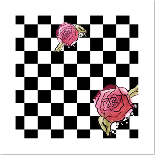 Rose Checkerboard Pattern Posters and Art